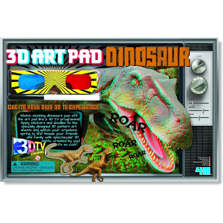 3D Art Pad Dınosaur / 3D Dinozor Gözlüklü Kitap Poster Boyama