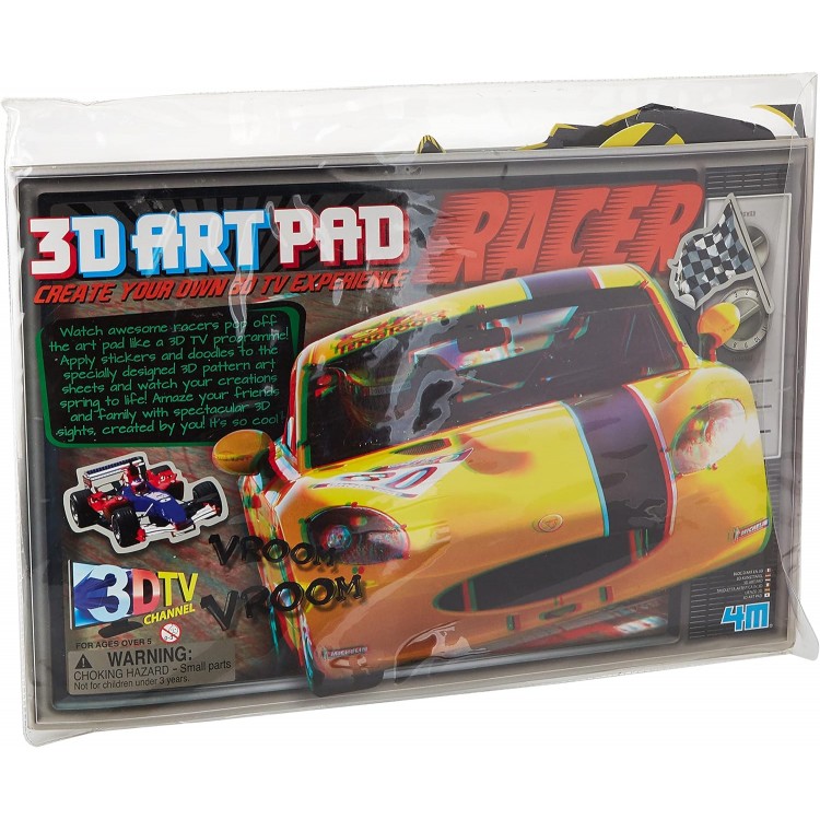 3D Art Pad Yarış Arabası / 3D Yarış Arabası Gözlüklü Kitap Poster Boyama