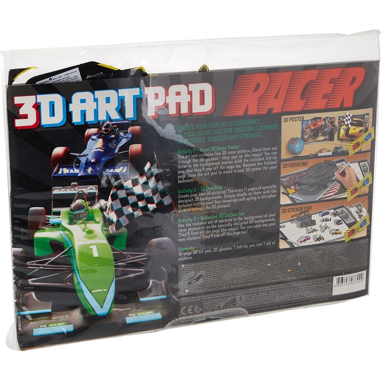 3D Art Pad Yarış Arabası / 3D Yarış Arabası Gözlüklü Kitap Poster Boyama