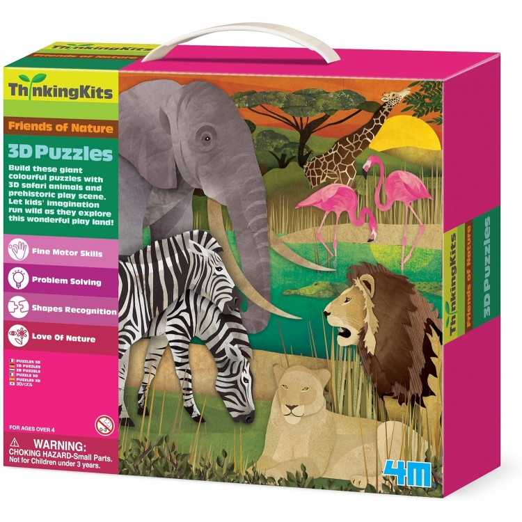 3d Dev Yer Yapbozu Safari 54 Parça Hayvanlar Puzzle