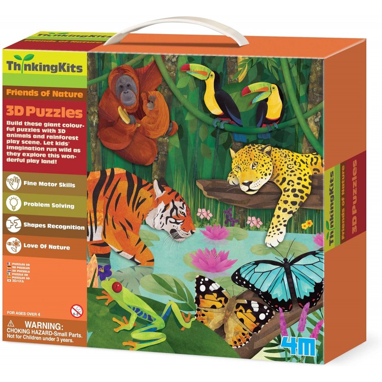 3D Dev Yer Yapbozu Yağmur Ormanı 54 Parça Hayvanlar Puzzle