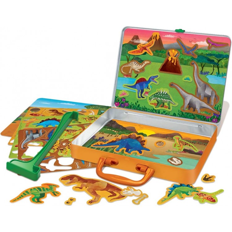 Dinozorlar Mıknatıslı Oyun Seti Magnetler Metal Kutulu