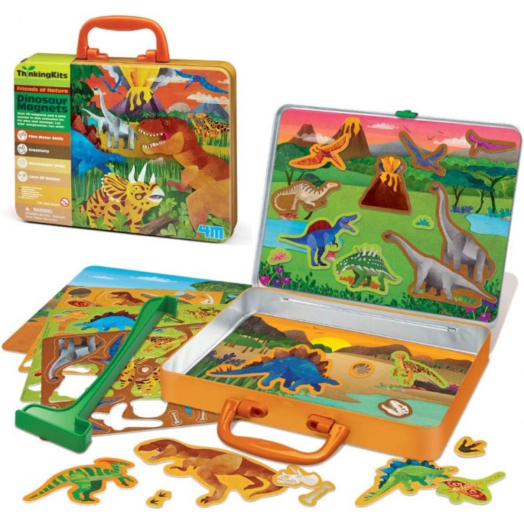 Dinozorlar Mıknatıslı Oyun Seti Magnetler Metal Kutulu
