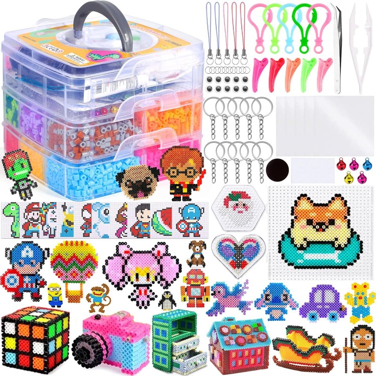 Ütü Boncuğu Seti 11000+ Adet Hobi Boncuğu Saklama Kutulu 5mm El İşi Boncuk Seti