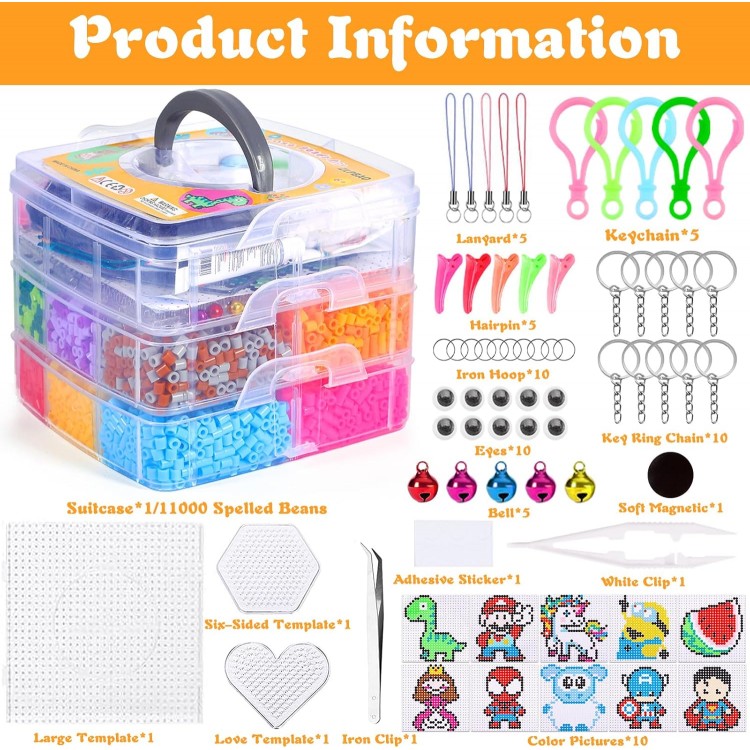 Ütü Boncuğu Seti 11000+ Adet Hobi Boncuğu Saklama Kutulu 5mm El İşi Boncuk Seti